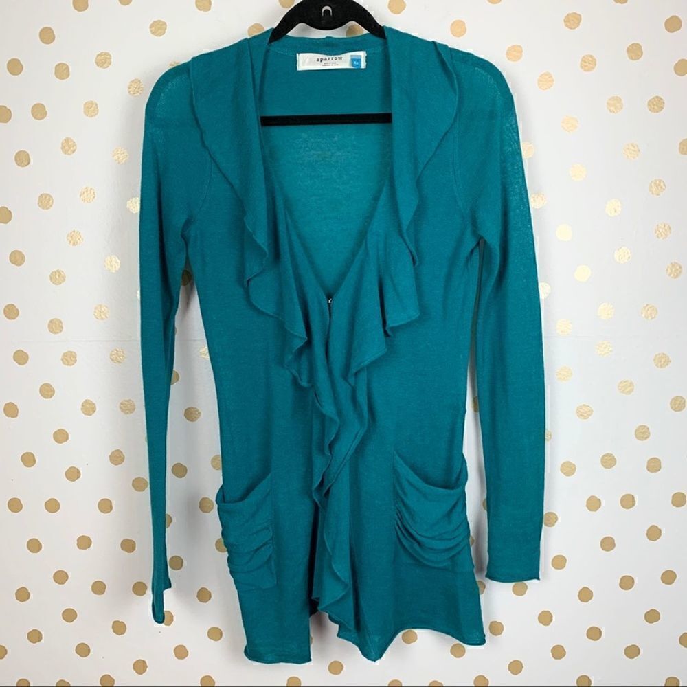 𝅺anthropologie Sparrow Teal Promenade Cardigan XS